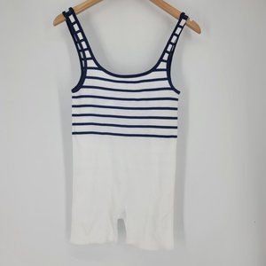 Zara Navy Blue White Striped Sleeveless Romper Women's XS NWT